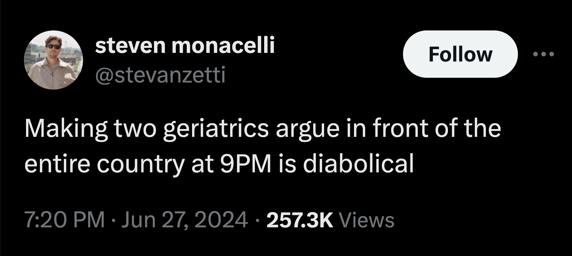 circle - steven monacelli Making two geriatrics argue in front of the entire country at 9PM is diabolical Views